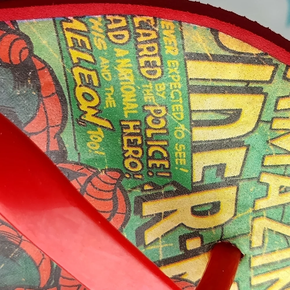 Kids Spiderman Comics Book Flip Flops Size 11/12 By Marvel Action Figure Web